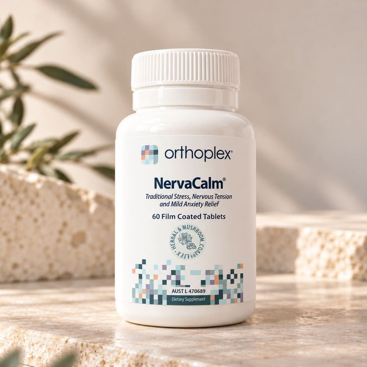 Orthoplex NervaCalm – 60 Tablets Traditional Herbal Support for Stress, Nervous Tension &amp;amp; Mild Anxiet
